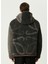 Siyah Gri Kapüşonlu Shearling Mont 4