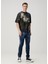 Loose Fit Lacivert Kamuflaj Desen Detaylı T-Shirt 2