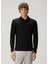 Siyah Polo Yaka Sweatshirt 1