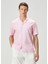 Camicia Pembe Etnik Desenli Kısa Kollu Gömlek 1