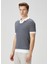 Lacivert Polo Yaka Keten T-Shirt 3