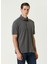Gri Polo Yaka Keten T-Shirt 3