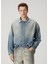 Relaxed Fit Açık Mavi Yıpratmalı Denim Gömlek 1