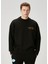 Siyah Figür Baskılı Slogan Detaylı Sweatshirt 1
