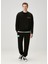 Siyah Figür Baskılı Slogan Detaylı Sweatshirt 2