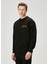 Siyah Figür Baskılı Slogan Detaylı Sweatshirt 3