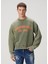 Boxy Fit Haki Logo Baskılı Sweatshirt 1