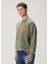 Boxy Fit Haki Logo Baskılı Sweatshirt 3