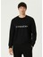 Slim Fit Siyah Logo Baskılı Sweatshirt 1
