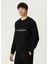 Slim Fit Siyah Logo Baskılı Sweatshirt 3