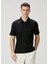 Siyah Polo Yaka Yün T-Shirt 1