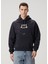 Lacivert Kapüşonlu Logolu Organik Pamuk Sweatshirt 1