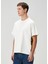 Beyaz Ekose Baskı Detaylı T-Shirt 3
