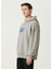 Gri Logo Baskılı Kapüşonlu Erkek Sweatshirt 4