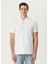 Beyaz Polo Yaka Logo Jakarlı T-Shirt 1