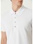 Beyaz Polo Yaka Logo Jakarlı T-Shirt 5