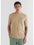 Bej Bisiklet Yaka Slim Fit Kısa Kollu Erkek T-Shirt 1