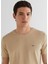 Bej Bisiklet Yaka Slim Fit Kısa Kollu Erkek T-Shirt 4