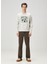 Açık Gri Baskılı Sweatshirt 2