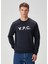 Lacivert Logo Baskılı Sweatshirt 1