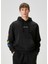 Relaxed Fit Siyah Kapüşonlu Sweatshirt 1