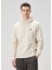 Regular Fit Bej Kapüşonlu Sweatshirt 1