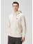 Regular Fit Bej Kapüşonlu Sweatshirt 3