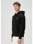 Siyah Kapüşonlu Logo Baskılı Sweatshirt 3