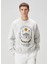 Gri Figür Nakışlı Organik Pamuk Sweatshirt 1