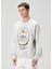 Gri Figür Nakışlı Organik Pamuk Sweatshirt 3