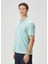 Camicia Turkuaz Beyaz Çizgili Kısa Kollu Gömlek 3