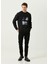 Tomorrow Siyah Baskılı Bisiklet Yaka Erkek Sweatshirt 1