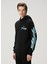 Siyah Mavi Kapüşonlu Sweatshirt 3