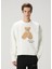 Beyaz Figür Detaylı Slogan Baskılı Sweatshirt 1