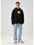 Recipe Siyah Baskılı Kapüşonlu Erkek Sweatshirt 2