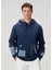 Indigo Kapüşonlu Patchwork Detaylı Sweatshirt 1