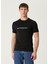 Slim Fit Reverse Siyah Beyaz Logo Detaylı T-Shirt 1