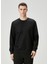 Relaxed Fit Siyah Logo Nakışlı Sweatshirt 1