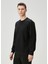 Relaxed Fit Siyah Logo Nakışlı Sweatshirt 3