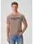 Bej Kahverengi Çizgi Desenli T-Shirt 1