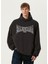 Large Fit Boxy Siyah Kapüşonlu Sweatshirt 1