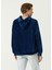 MB Lacivert Oversize Kapüşonlu Kadife Sweatshirt 2