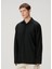 Siyah Polo Yaka Sweatshirt 3