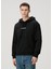 Siyah Kapüşonlu Logo Baskılı Sweatshirt 1