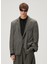 Gri Çizgi Desenli Oversized Ceket 1