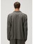 Gri Çizgi Desenli Oversized Ceket 4