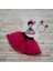 9-12-18 Ay Kalp Kız Nakışlı Taçlı Kısa Kollu Tütü Etek 3lü Kız Bebek Takımı Fuşya 1