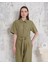 Kuşaklı Gömlek Yaka Salaş Tulum Haki S255822 4