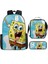 Sünger Bob Kare Pantolon Çocuk Okul Çantası Erkek ve Kadın Öğrenciler Omuz Çantası Anaokulu Sevimli Karikatür Kalem Çantası Crossbody Çanta Üç Set (Yurt Dışından) 1