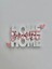 Home Sweet Home Yazılı Dekoratif Biblo - 3D Baskı Masaüstü Ev Dekoru (13X7X1,5 Cm) (Pembe-Beyaz) 4